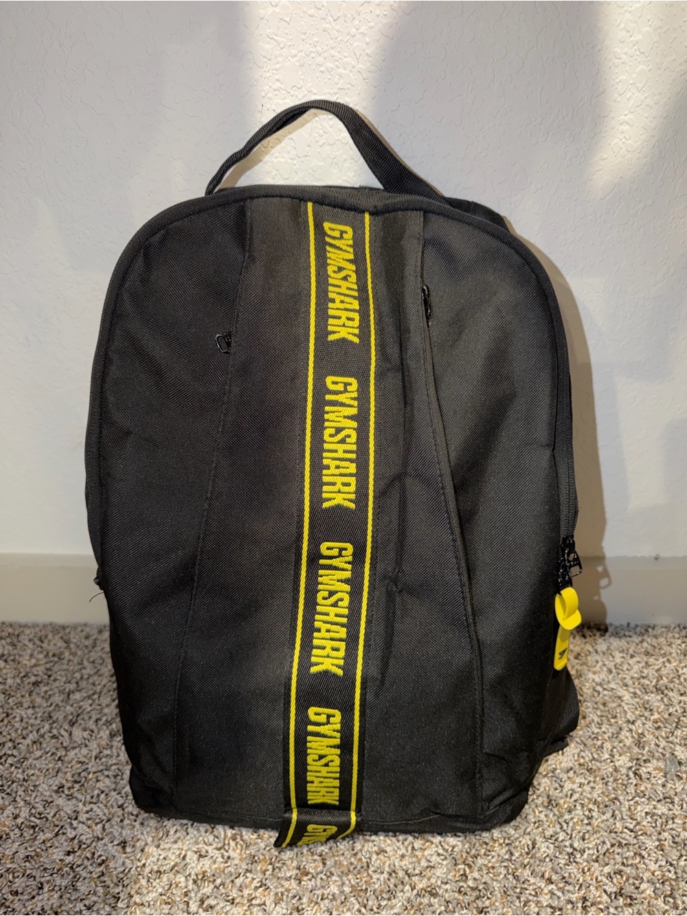 Gymshark Black Backpack with Yellow Logo – Gym Bag/School Backpack